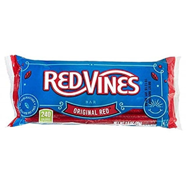 red vines licorice bars, original red flavor, 2.5oz bags (24 pack