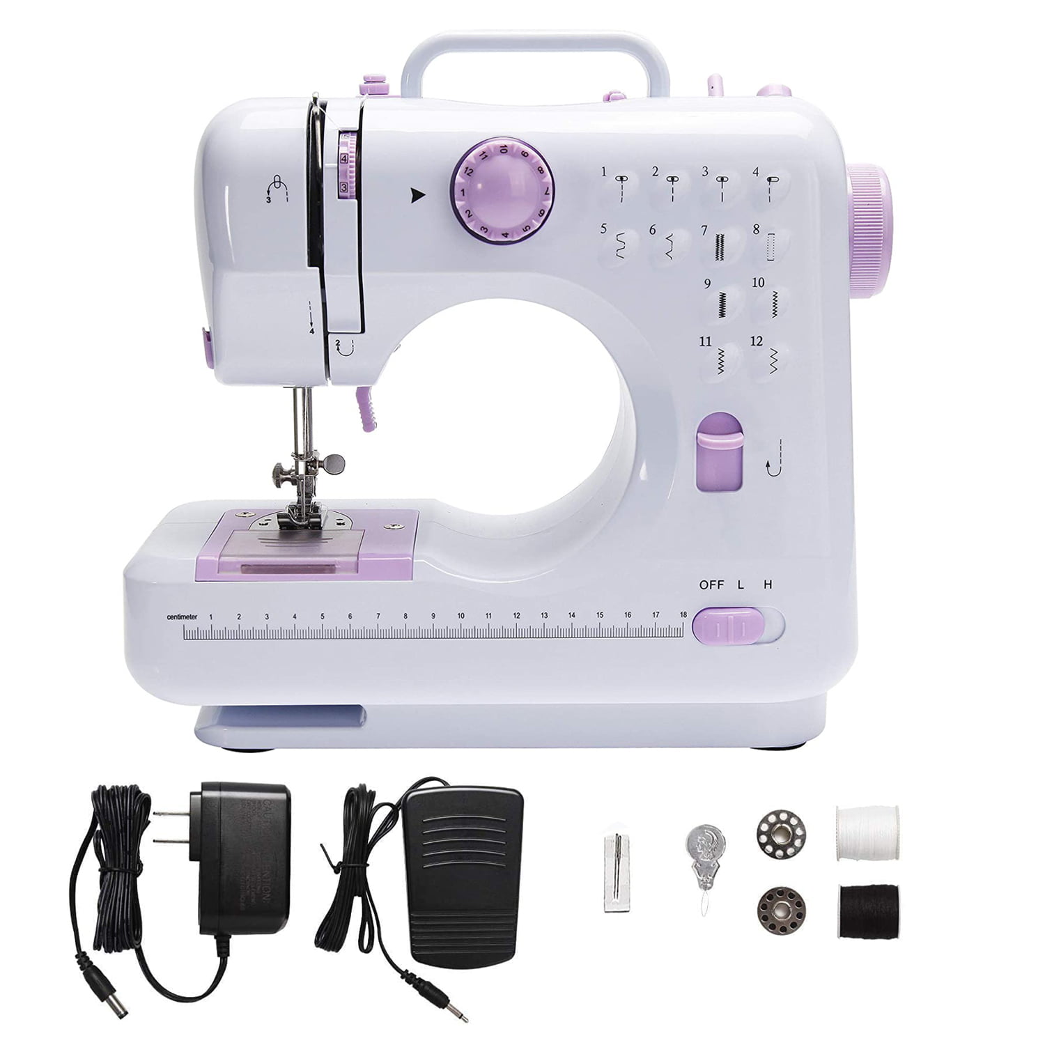 Portable Sewing Machine Adjustable Speed DIY Sew Equipment w/ Foot Pedal Bobbins 
