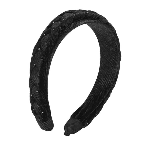 Vocoste 1 Pc Velvet Twist Braid Headband Fashion Hairband for Woman Non Slip Black