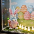 thumbnail image 4 of Figurita de conejo de Pascua con lazo flocado - Adorno de muñeca enana de pie de poliéster para decoración de fiestas de Pascua y exposición en casa, 4 of 7