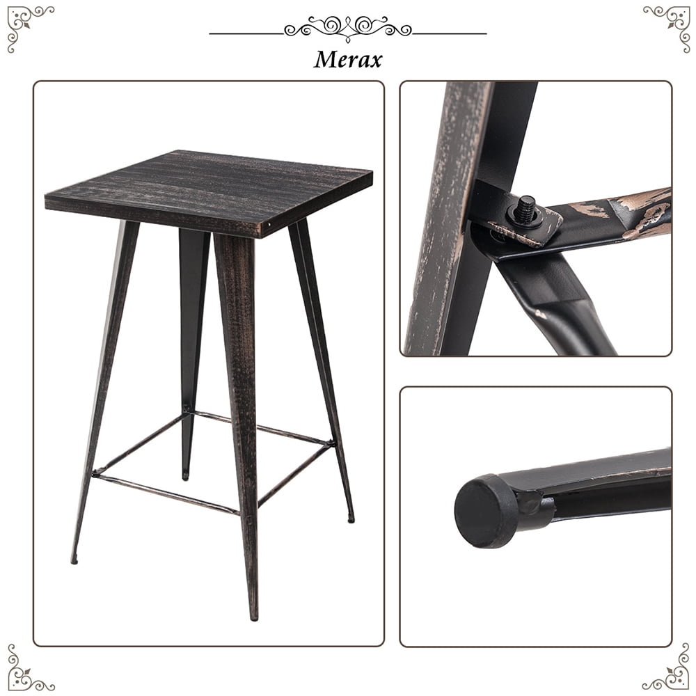 Kepooman 41" Vintage Distressed Metal Bar Table, Rustic Bistro Rectangular High Pub Table for Bar Cafe Home, Golden Black Kepooman 41" Vintage Distressed Metal Bar Table, Rustic Bistro Rectangular High Pub Table for Bar Cafe Home, Golden Black
