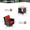thumbnail image 6 of Summit Living 3-Piece Outdoor Swivel Glider Chairs Set with Coffee Table, Wicker Patio Club Lounge Chairs With Backrests & Cushions, Red, 6 of 9