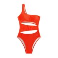 thumbnail image 4 of Fengqque Women's Solid Color Backless Sexy All-In-One Hollow Out Bikini Swimsui Set Swimsuit, 4 of 9