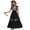 Black, variant on Women's Embroidered Square Neck Ruffle Hem Dress with 60% viscose Fabric for Silky Draping and Lightweight Comfort