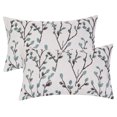 thumbnail image 2 of REGALWOVEN 2 Pcs Classical Embroidery Jacquard Teal Decoration Throw Pillow Cover Pattern Pillow Cases for Outdoor Indoor Blue Flower 12" x 20", 2 of 5