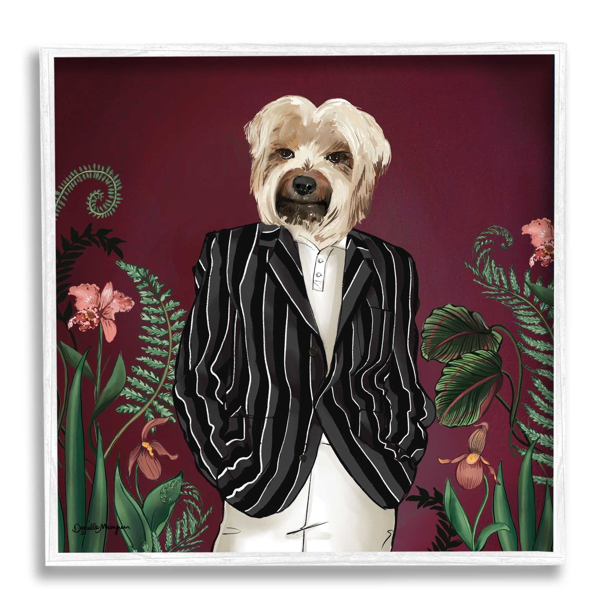 Stupell Industries Chic Fashion Dog Fancy Blazer Outfit Trendy Animal Graphic Art White Framed Art Print Wall Art, Design by House of Rose