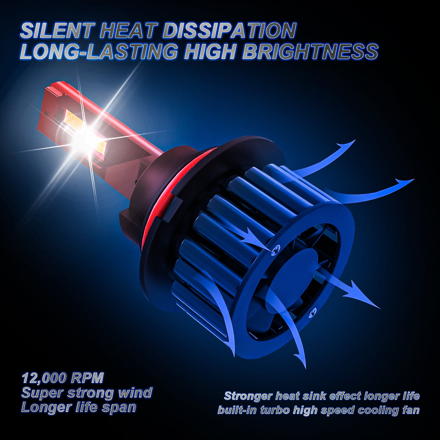 9007/HB5 High Low Beam LED Headlight Bulbs for Hummer H2 2003-2009, 200W 30000LM 6000K 2-Pack