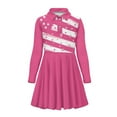 thumbnail image 4 of DISNIMO American Flag Dress for Girls 11-12 Long Sleeve Dresses for Kids Pink Button Up Dress Kids Casual Midi Dress Girls Swing Dress Teen Twirl Dress Children Soft Girl Skater Dress with Collar, 4 of 7