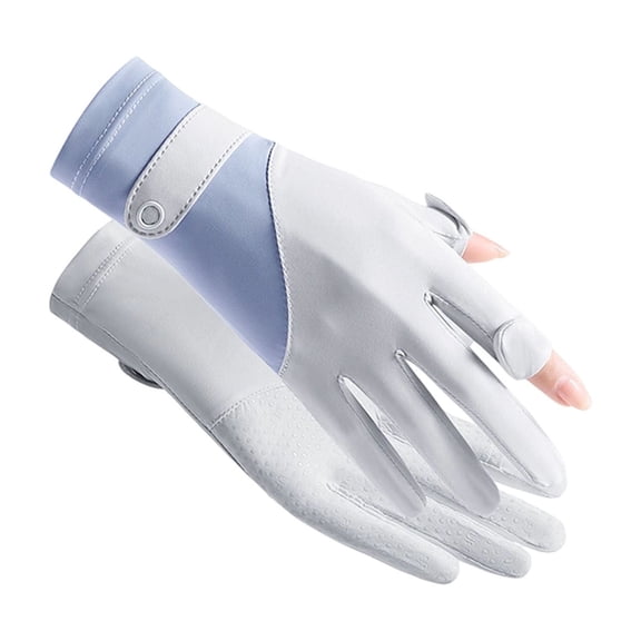 Women's UPF 50 UV Protection Gloves, Ice Silk Cooling Anti- Touchscreen Gloves, Breathable Driving Hiking Pickleball Gloves with Flip Open Fingertips for Outdoor Sports, White2