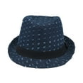 thumbnail image 3 of Premium Distressed Jeans Fabric Black Band Fedora Hat, 3 of 4