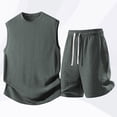 thumbnail image 2 of Bovxnpu Men's Clothing Set 2 Piece Outfits Tracksuit Sleeveless Crew Neck Men's Summer Casual Comfy Shorts Set, 2 of 9