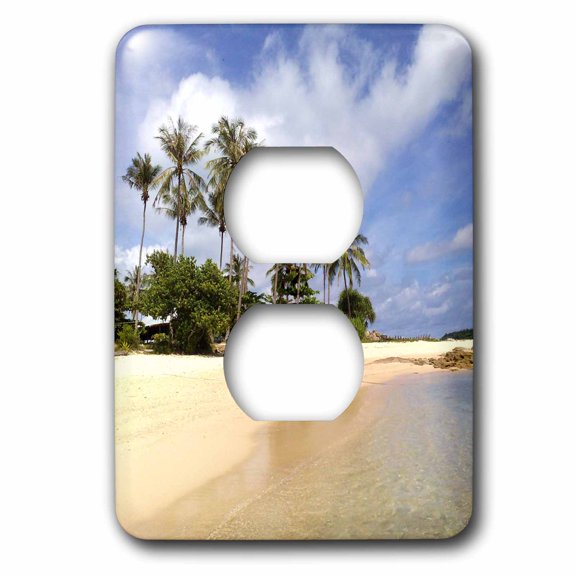 3dRose, Tropical Island Beach n Palms, 2 plug outlet cover