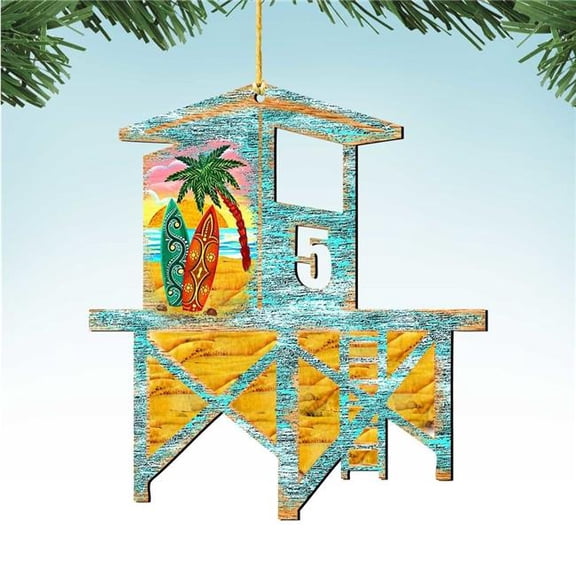 G. Debrekht 8198540-S2 Beach Lifeguard Tower Wooden Ornaments Set of 2 by G. DeBrekht - Coastal Holiday Decor