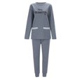 thumbnail image 2 of Gibobby Conjunto de sudadera informal para mujer informal de terciopelo para mujer, sudadera de manga larga con estampado de letras, pantalones con bolsillo, (Gris,M), 2 of 4