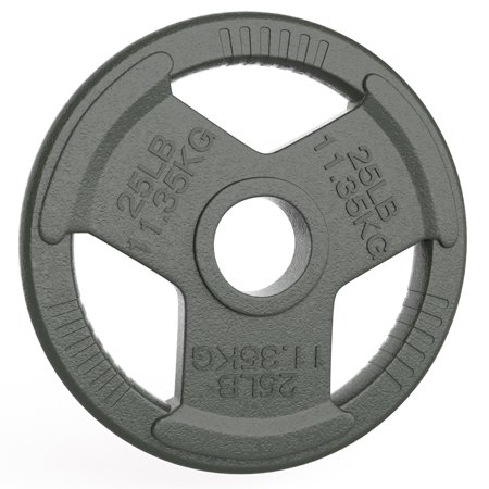 FIXTECH Olympic Tri-Grip Cast Iron Plate for Strength Training, Weightlifting and Crossfit, 2-Inch Standard Weight Plate