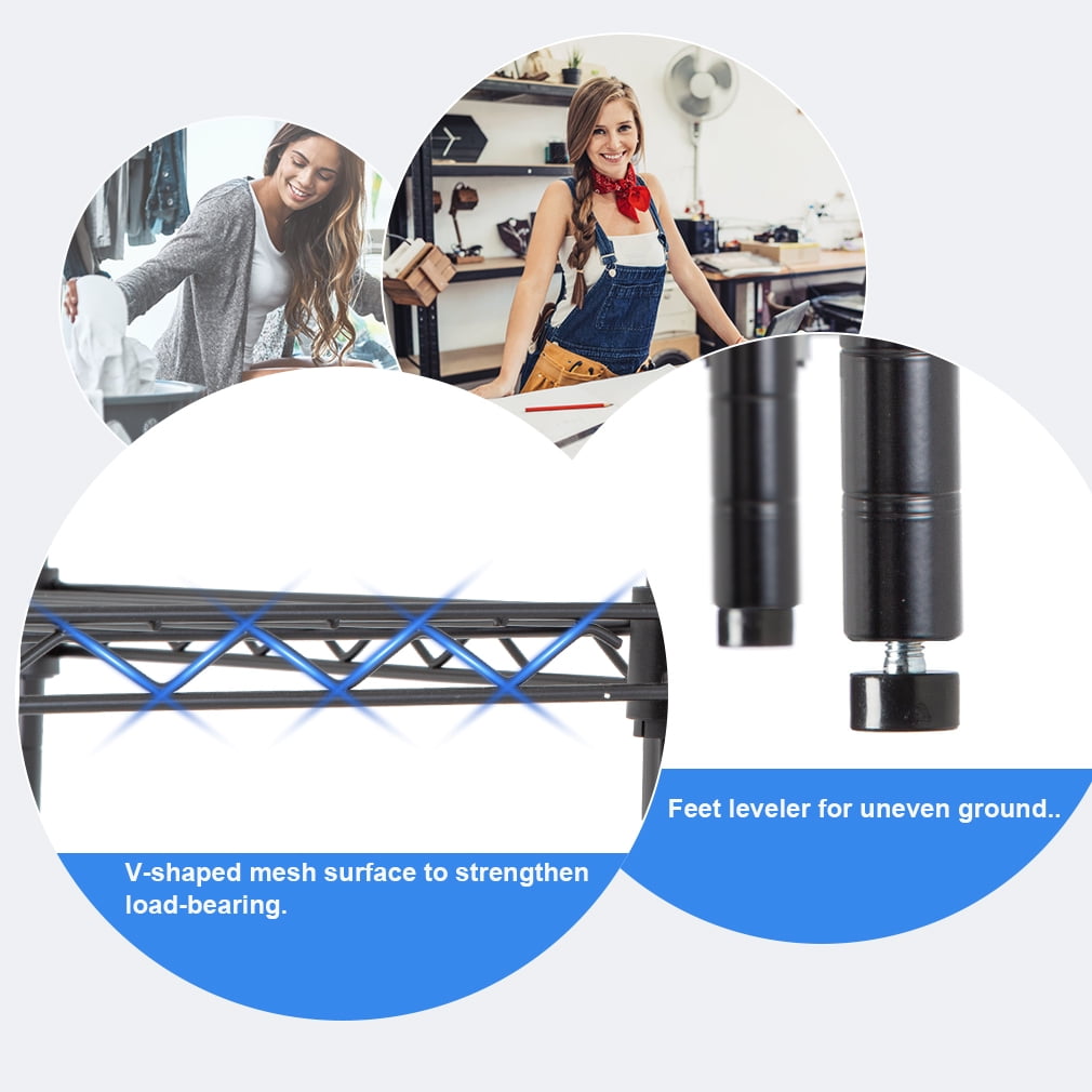 BestOffice 4-Shelf Wire Shelving Unit, Black photo 8
