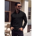 thumbnail image 4 of JWD Men Zip Mock Neck Ribbed Long Sleeve Shirts Stretch Fitted Knit Pullover Black S, 4 of 7