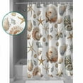 thumbnail image 3 of 54x78 Inch Shower Curtain Decorative Seashell Coastal Bathtub Bath Curtains Fabric Waterproof Bathroom Decor Summer Beach Ocean Starfish Watercolor Small Stall Shower Curtain Set with 12 Hooks, 3 of 6