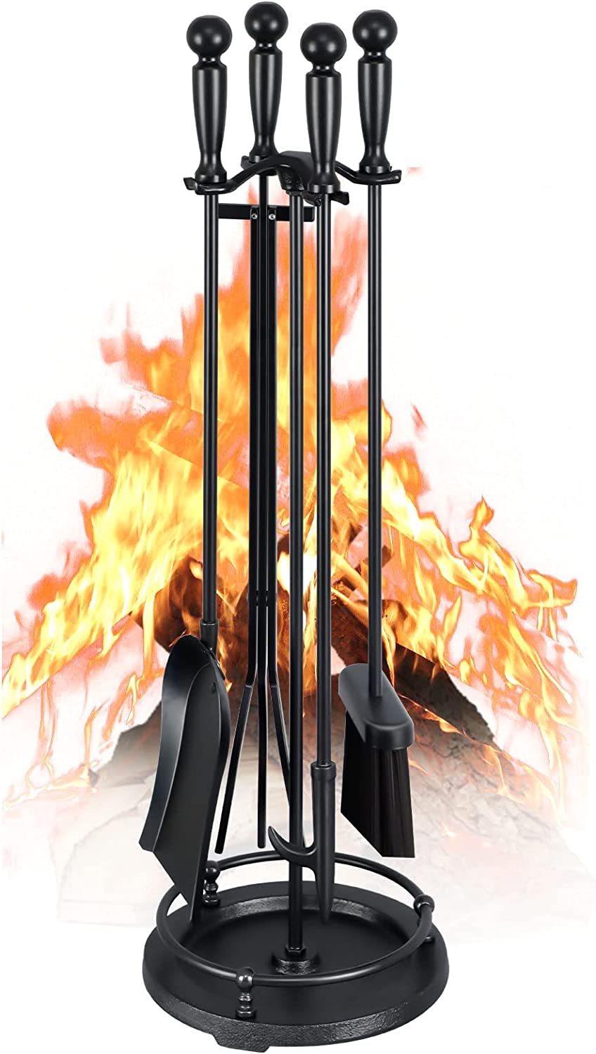 Jolly Jaunts Fireplace Tools Set 5 Pieces 30 Inch Modern Wrought Iron