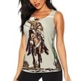 thumbnail image 1 of Fotbe Vintage Cowboy Riding Horse Blusas Sin Mangas para Mujer – Estilo Casual, Corte Suelto, Slim-Fit, Cuello Redondo Deportivo, Tops de Verano para Gimnasio y Yoga-Small, 1 of 7