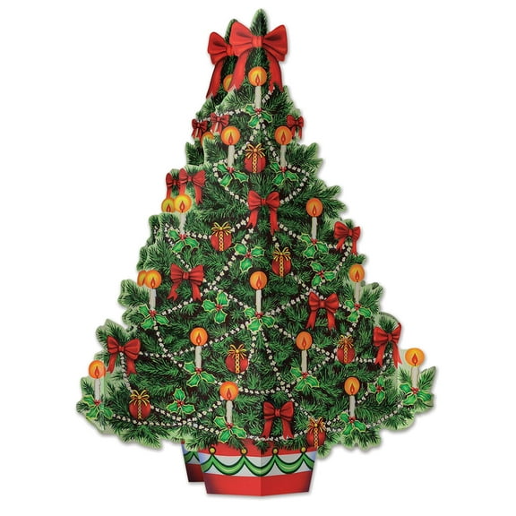 Beistle 3 Dimensional Christmas Tree Tabletop Centerpiece for Winter Holiday Celebrations-Festive Decorations, Friends and Family Gatherings, 11.75", Multicolored