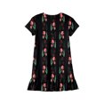 thumbnail image 3 of Abcomgle Girl's Summer Casual Dress Casual A-Line Short Sleeve Midi Dress Tulip Graphic Pleated Ruffle Hem Swing Skirt with Pockets for 4-14t Kids, 3 of 4