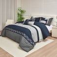 thumbnail image 2 of HIG 7 Piece Embroidery Design Bed-in-a-Bag, Navy King Size Ultra Soft Comforter Set for Adults, 2 of 13