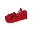 thumbnail image 2 of Women's Fashionable Casual Summer Sandals-Solid Color Strap Flat Thick Sole Open Toe Slippers Red 38, 2 of 5