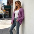 thumbnail image 4 of GEWSEY Womens Open Front Cardigan Sweaters Casual Cable Knit Long Sleeve Button Down Chunky Loose Fall Sweater (Purple, XL), 4 of 9