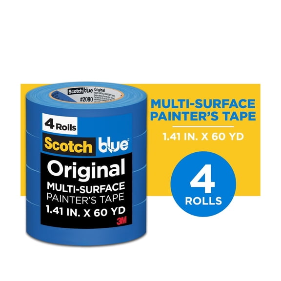 Scotch Blue Painter's Tape, 1.41 in. x 60 yd., 4 Pack, Original Multi-Surface, Paint Supplies