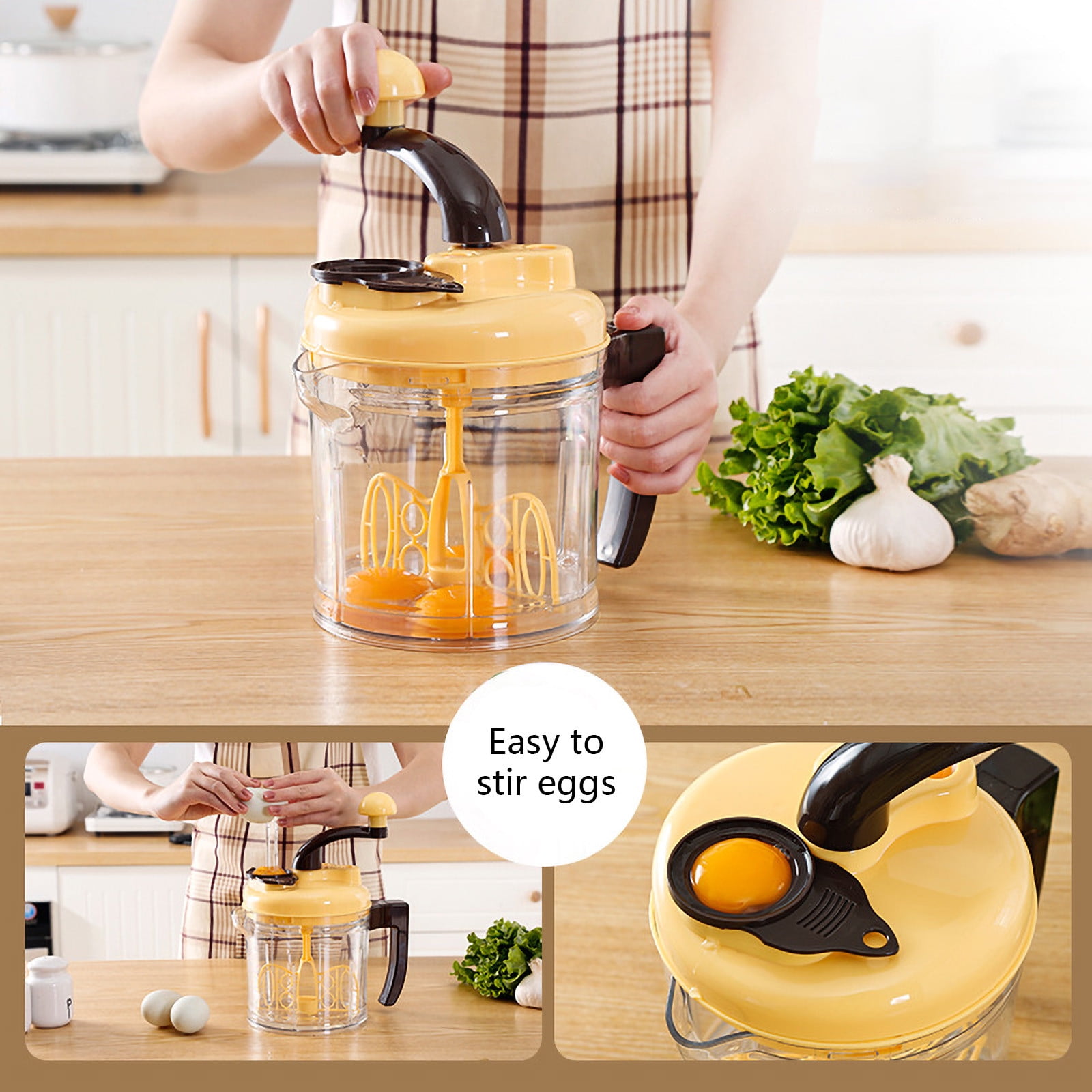 Manual Food Chopper Grinder, Hand Crank Vegetable Meat Processor, Multi Function Kitchen Cutting Machine, Stainless Steel Blade Food Dicer Tool, Portable Kitchen Prep Tool