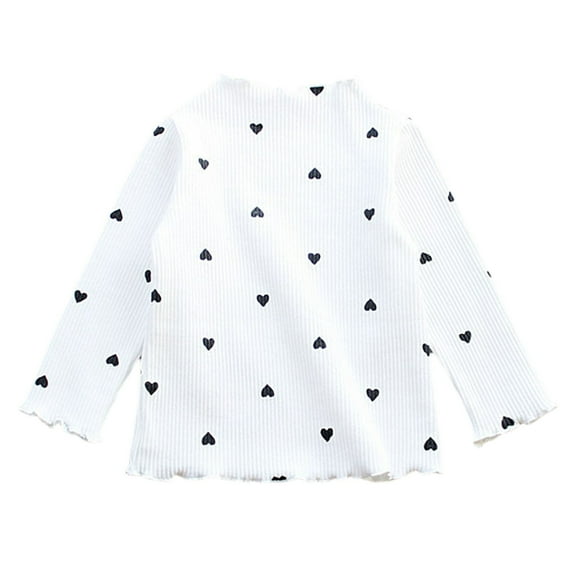 WOYY Toddler Girls T-Shirt Heart Prints Long Sleeved Undershirt Casual Pullover T Shirt