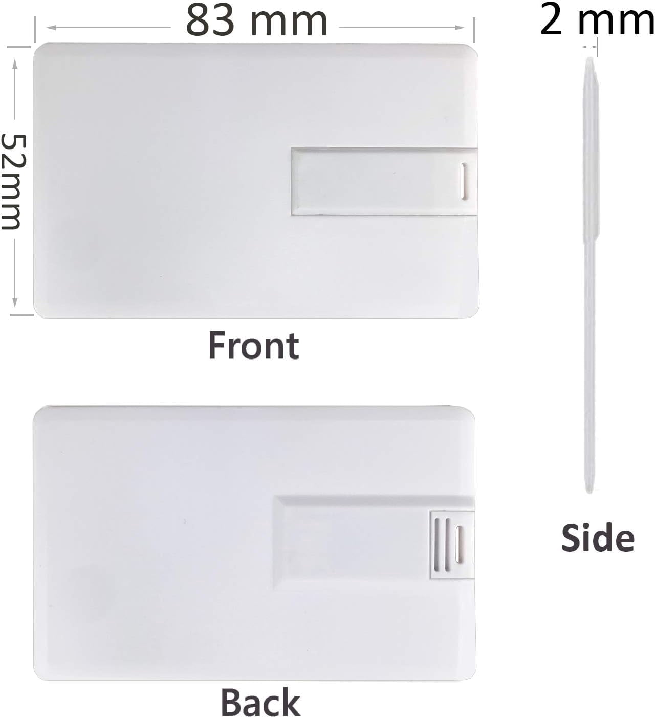 Credit Card USB2.0 Flash Drive 512MB 50 Pack Business Card Bank Card Shape Flash Drive Memory Stick Key Credit USB Drive White