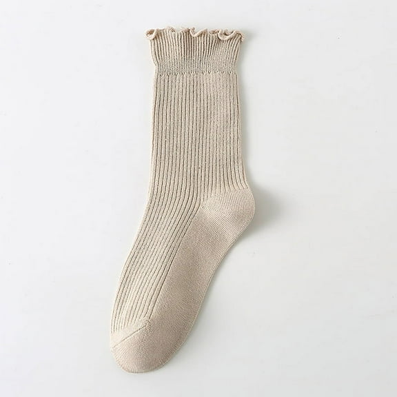 Zhuge 3 pairs of Womens Cotton Crew Socks, Thin Soft Comfort Breathable Dress Socks, Above Ankle Crew Socks for Business, Casual，(Khaki）