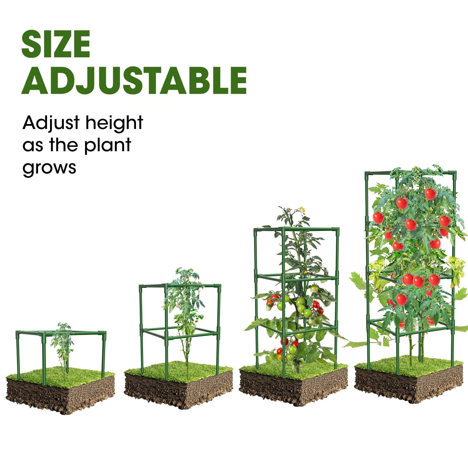3 Pack Tomato Cages,Square Tomato Plant Stakes Support Cages Trellis for Garden Climbing Vegetables Flowers Fruits,Extra Bold