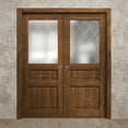 thumbnail image 3 of Sliding French Double Pocket Doors 36 x 84 inches | Ego 5011 Cognac Oak | Kit Rail Hardware | Solid Wood Interior Bedroom Modern Doors, 3 of 5