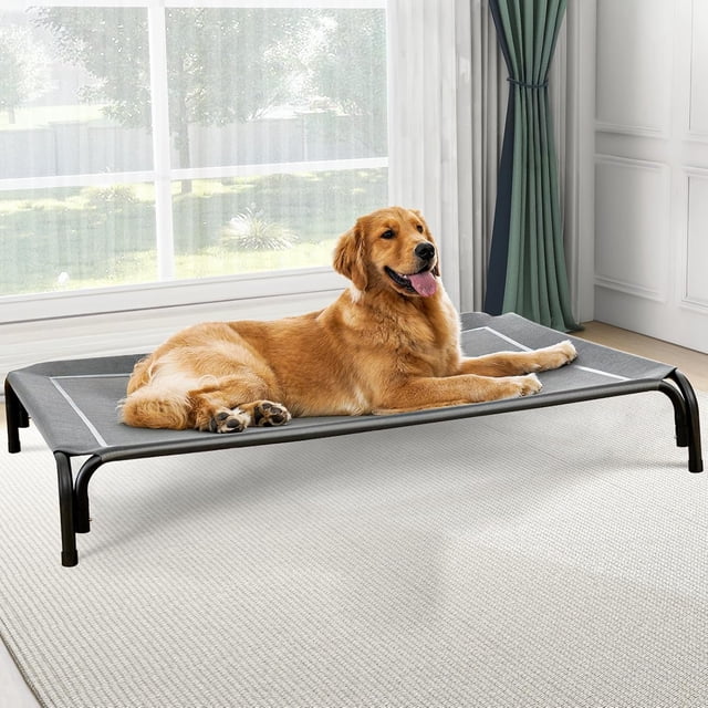 Cama elevada para perro, cama elevada para perros de gran tamaño, cuna portátil de refrigeración para mascotas con malla transpirable y lavable, hamaca para mascotas de interior y exterior con