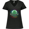 thumbnail image 3 of Inktastic Spaceship Funny Alien Outer Space Women's Plus Size V-Neck T-Shirt, 3 of 5