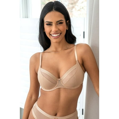 Women s Pour Moi 15002 Viva Luxe Underwire Plunge Bra (Toffee 38DD)