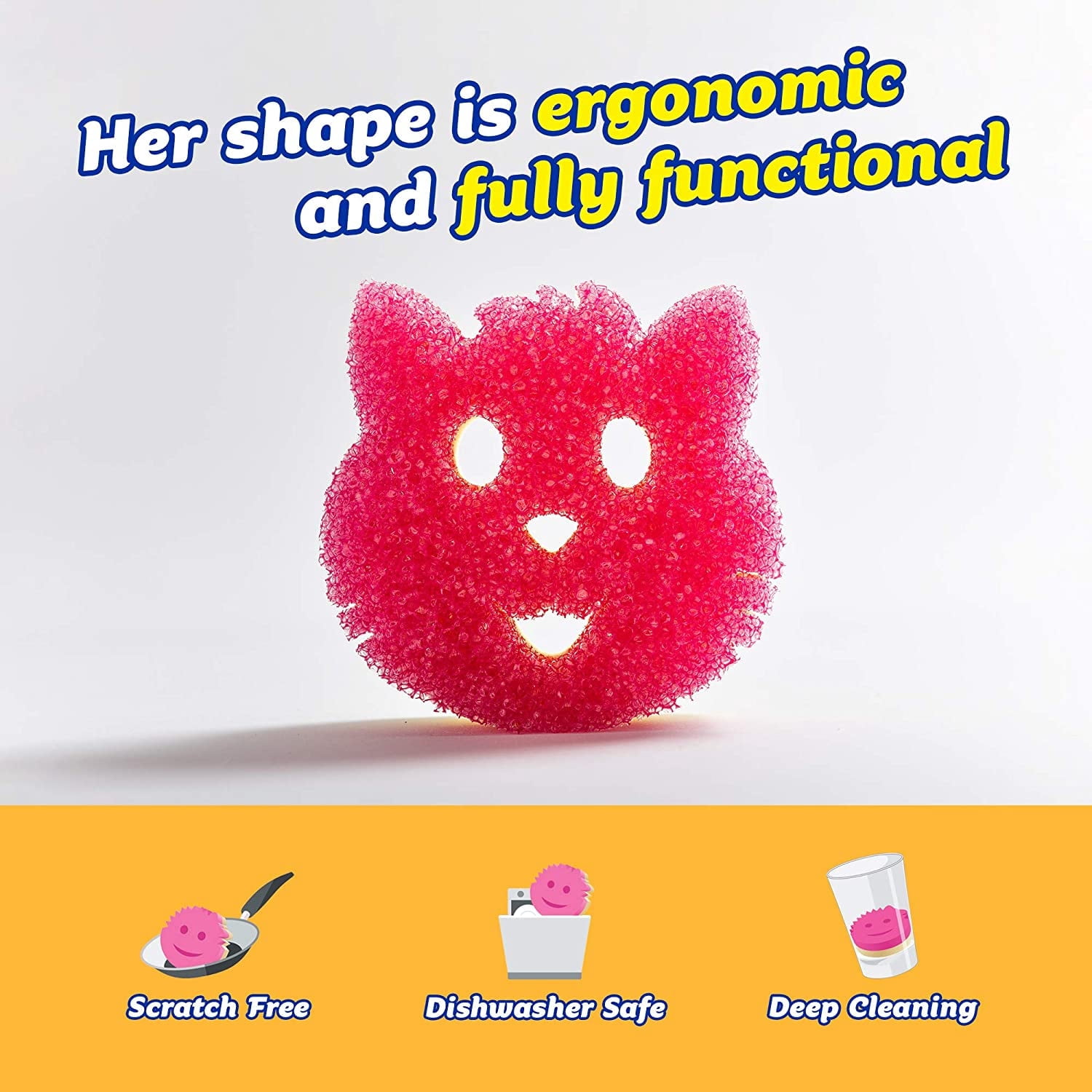 Scrub Daddy Scrub Mommy Essentials Cat Non-Scratch Cleaning Scrub Sponge