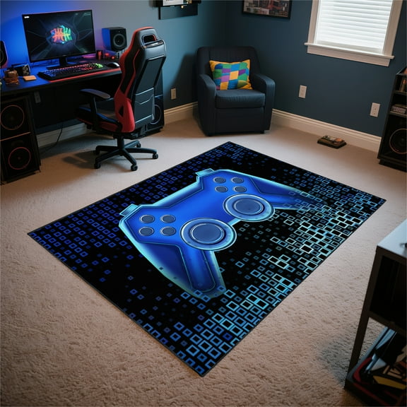 Gamer Rug for Room,3x5 ft Non-Slip Cool Gaming Carpet for Bedroom Livingroom and Game Room Rug Decor