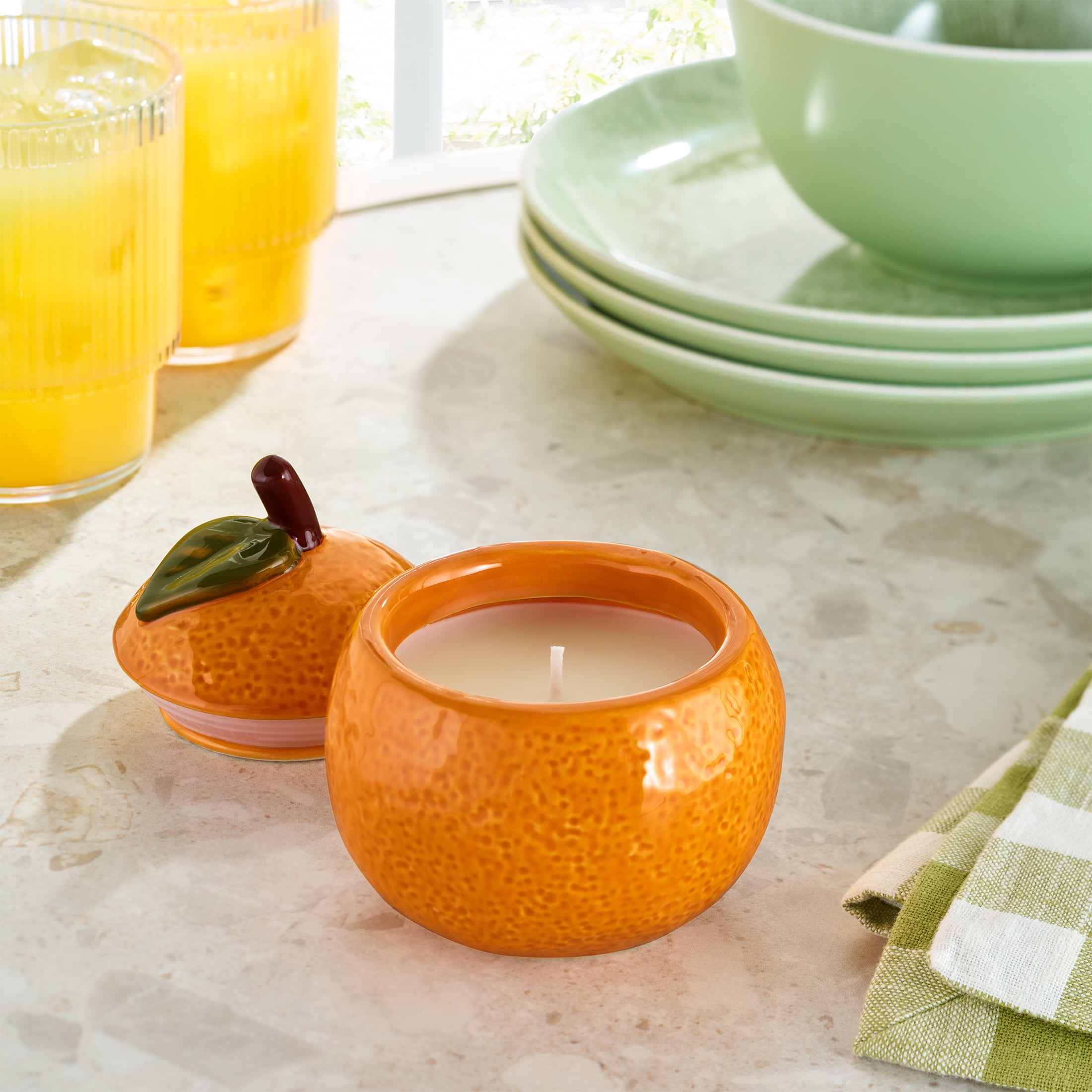 Better Homes & Gardens 1-Wick Ceramic Fruit Candle, Orange and Vanilla, 6 oz
