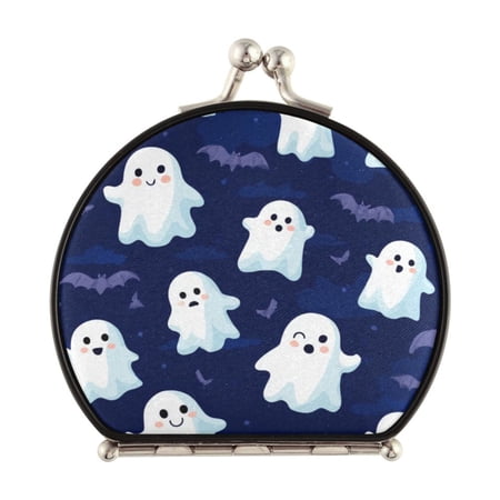 Portable Folding Mirror Compact Double Sided Travel Mirror Small Makeup Mirror Use Present for Women Ghost on Dark Blue Background
