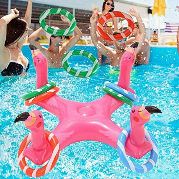 Voiiake Flamingo Inflatable Pool Ring Toss, Pool T