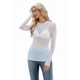 thumbnail image 2 of WIHOLL Womens Mesh Tops Lace Long Sleeve Shirts Crewneck Slim Fitted Outfits See Through Blouses Natural White Shirts, 2 of 7