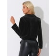 thumbnail image 3 of DARING DIVA Cropped Velvet Long Sleeve Zip Up Jacket XS Black, 3 of 6