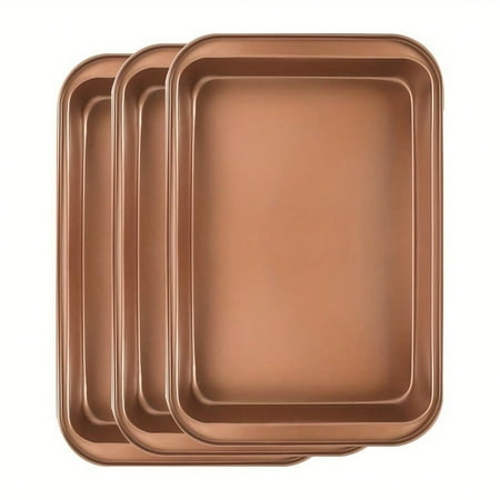 

3-Piece Non-Stick Bread Tray Luxury Carbon Steel Pot High-Quality Metal Pot Suitable For Cooking And Baking Cake Bread Muffins And Other Durable And Reliable Baking Tray Tray Black Inside Red