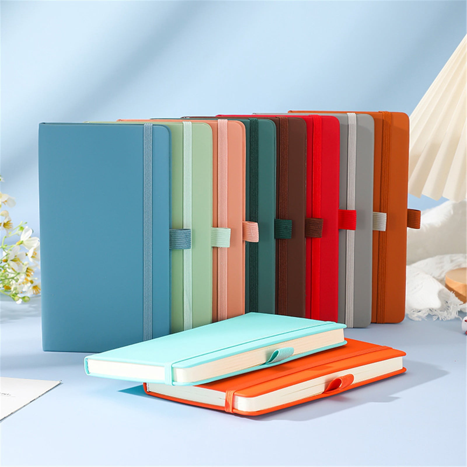 VKLU 1PC Coffee A5 Hardcover Journal, Premium 120GSM Lined Notebook, Acid-Free Thick Paper Lay-Flat Diary with Pen Holder