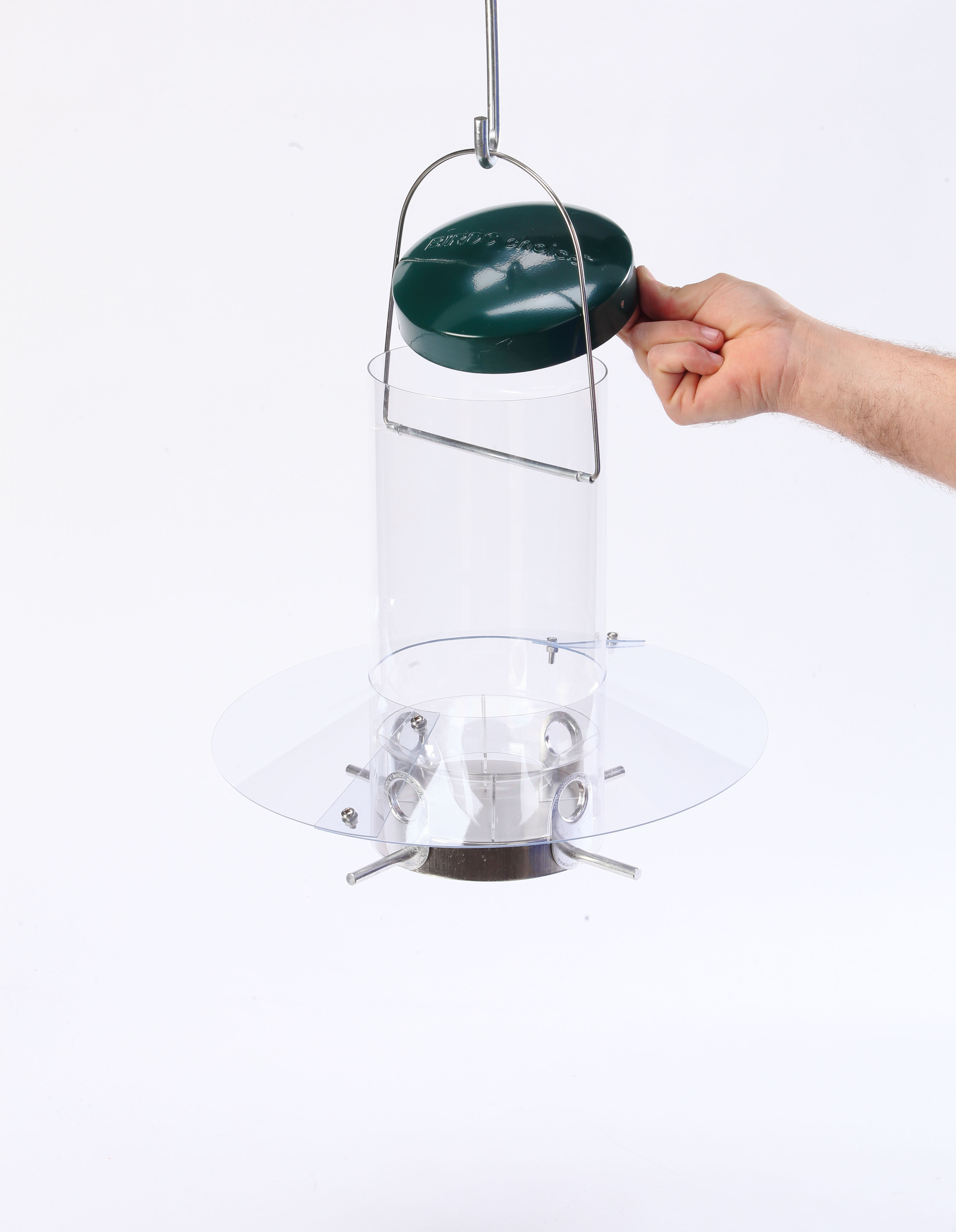Birds Choice 12" Classic Hanging Bird Feeder with Baffle Weather Guard, Green