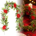 thumbnail image 1 of Fleurs Baies Rouges 185 cm Couronne Douce pour Décoration de Cheminée et d'Escalier et Usage de Fête, 1 of 6